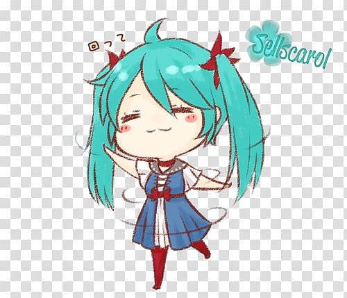 Hatsune Miku Chibi render, female animated character art transparent background PNG clipart