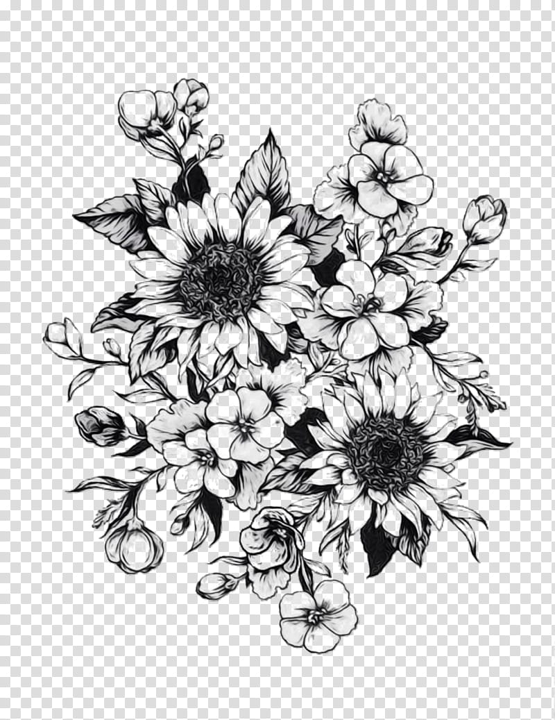 Bouquet Of Flowers Drawing, Floral Design, Tattoo, Idea, Sleeve Tattoo, Rose, Blume, Cut Flowers transparent background PNG clipart