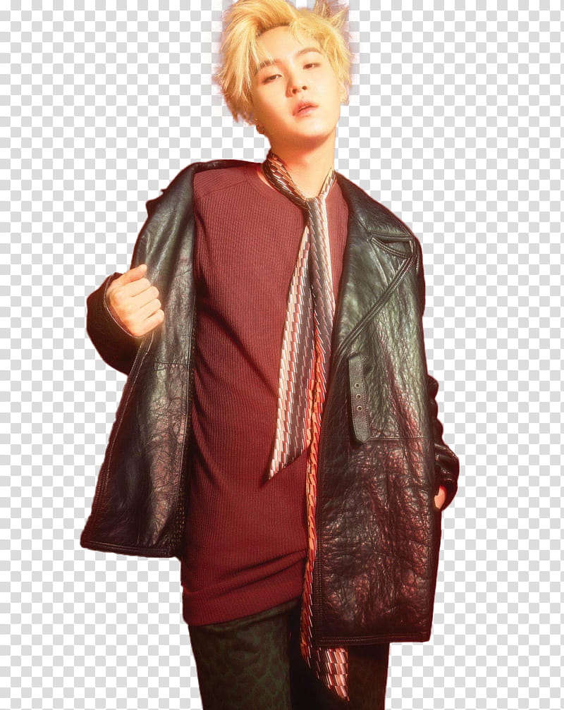 min yoongi , man holding his leather jacket transparent background PNG clipart
