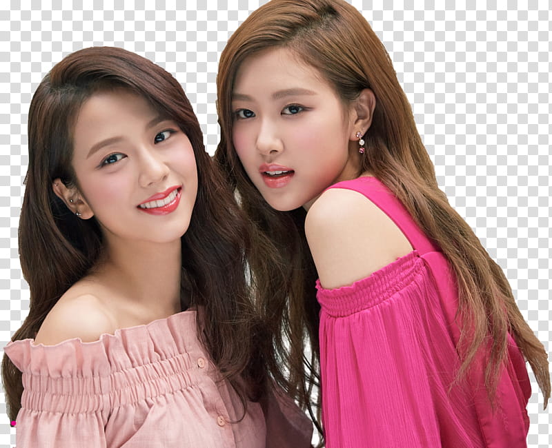 Jisoo and Rose BLACKPINK, two women posing transparent background PNG clipart