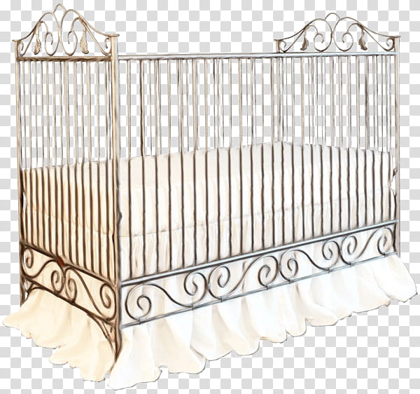 furniture infant bed cradle iron bed, Watercolor, Paint, Wet Ink, Baby Products, Metal, Bedding transparent background PNG clipart