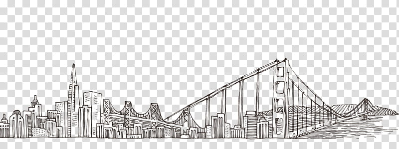 New York City, Brooklyn Bridge, Golden Gate Bridge, Drawing, Painting, San Francisco, Black And White
, Landmark transparent background PNG clipart