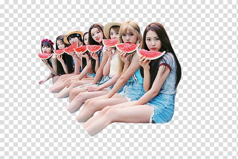 Oh My Girl, woman eating watermelon transparent background PNG clipart