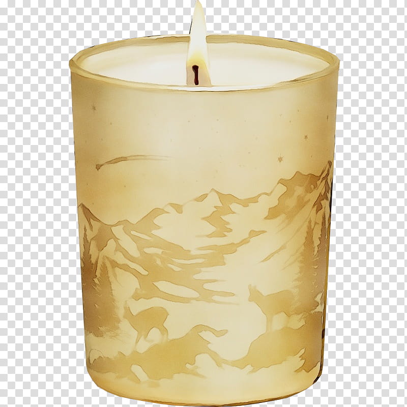 candle lighting leaf flameless candle candle holder, Watercolor, Paint, Wet Ink, Cylinder, Beige, Interior Design transparent background PNG clipart