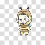 BTS CHIBI , toddler in brown and yellow costume animated character illustration transparent background PNG clipart