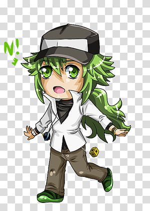 chibi n man with green hair wearing hat anime character transparent background png clipart hiclipart chibi n man with green hair wearing