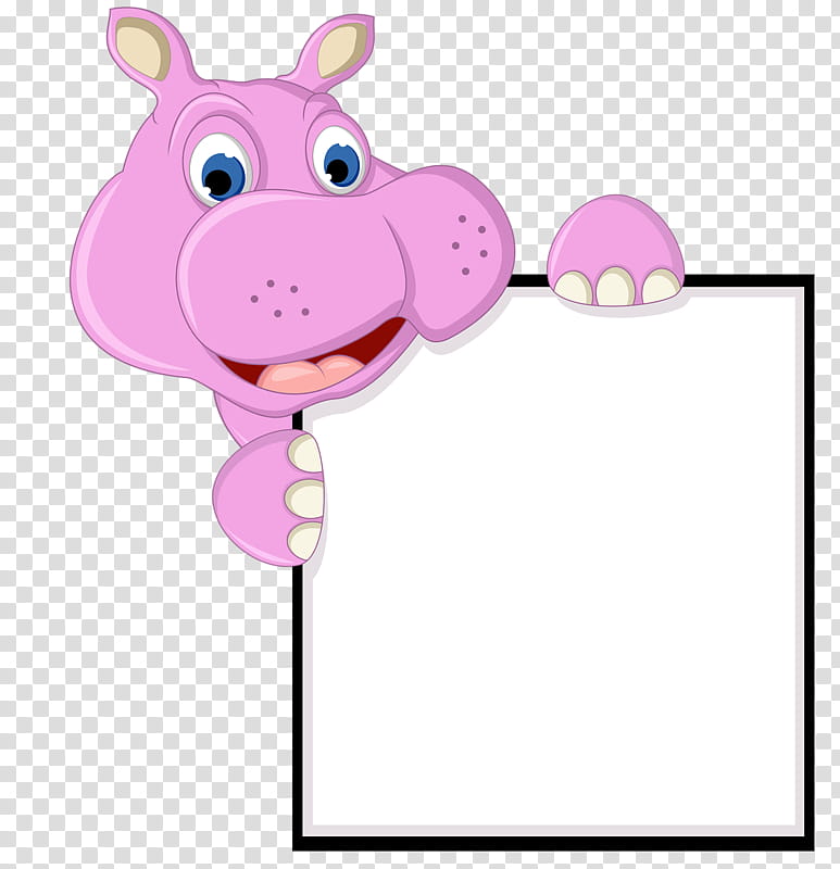 Name Tag, Hippopotamus, Sticker, Animal, Drawing, Pink, Nose, Purple transparent background PNG clipart