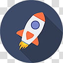Flatjoy Circle Icons, Rocket, white and orange rocket launcher icon transparent background PNG clipart