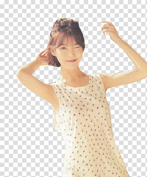 Lee Ji Eun IU, winking woman in white tank top transparent background PNG clipart