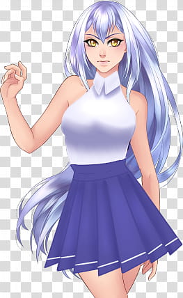 girl anime character with white and blue dress transparent background PNG clipart