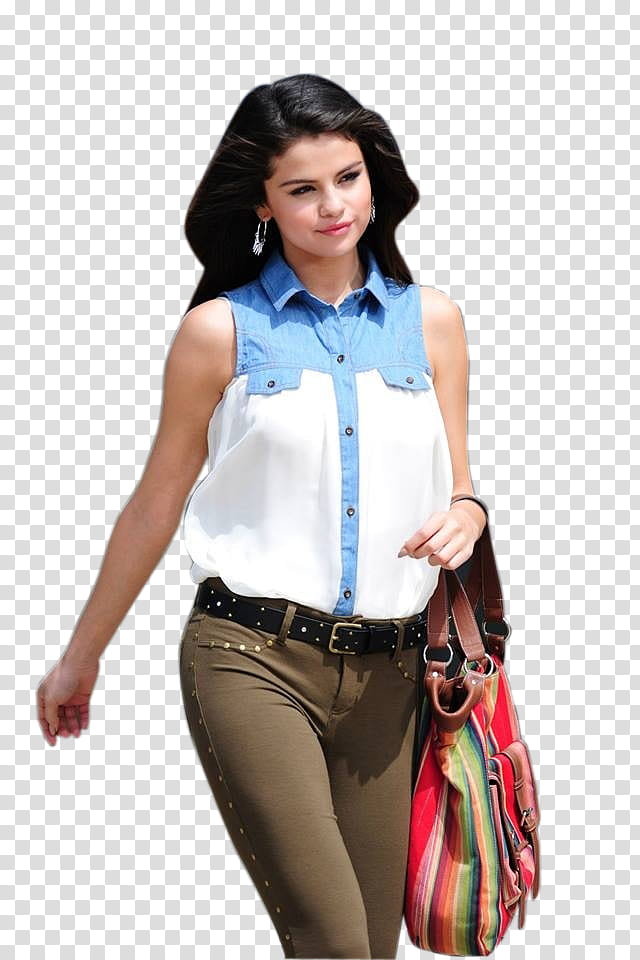SelenaGomez, Selena Gomez carrying bag transparent background PNG clipart