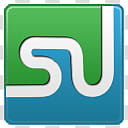 Free  Social Media Icons Set , x-stumbleupon, square green and blue logo transparent background PNG clipart