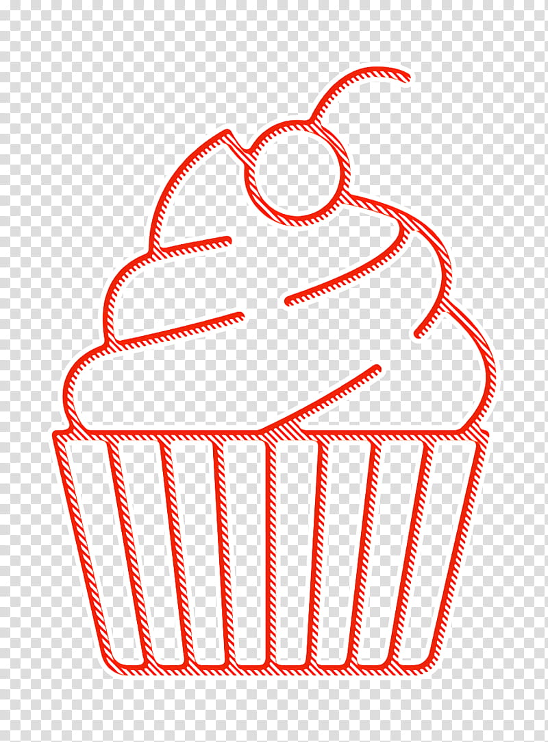 Dessert icon Restaurant Elements icon Cupcake icon, Red, Line, Line Art, Home Accessories transparent background PNG clipart