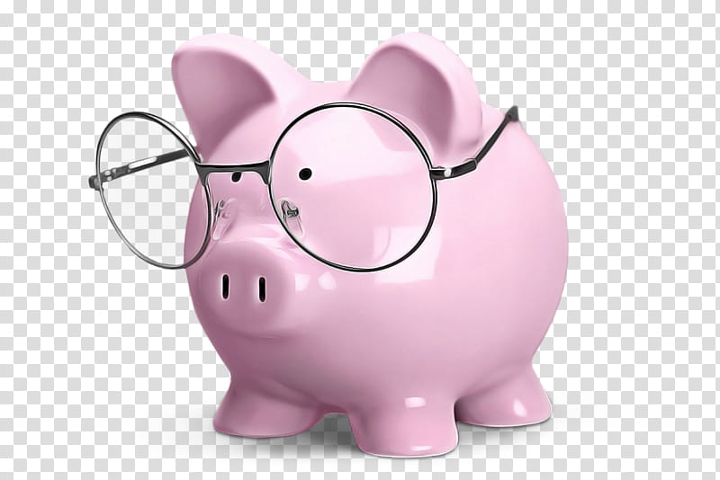 Piggy bank, Pink, Saving, Purple, Money Handling, Snout, Glasses, Animal Figure transparent background PNG clipart