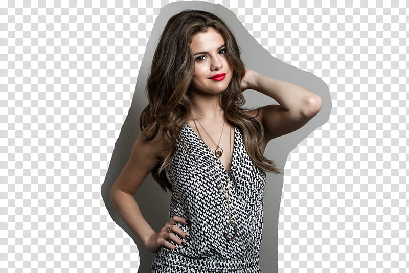 Selena Gomez con Borde transparent background PNG clipart