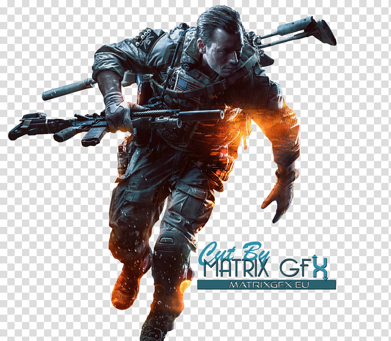 Battlefield  render, man holding black assault rifle transparent background PNG clipart