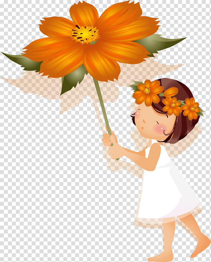 Floral Spring Flowers, Day, Cartoon, Morning, Thursday, 2018, Orange, Plant transparent background PNG clipart