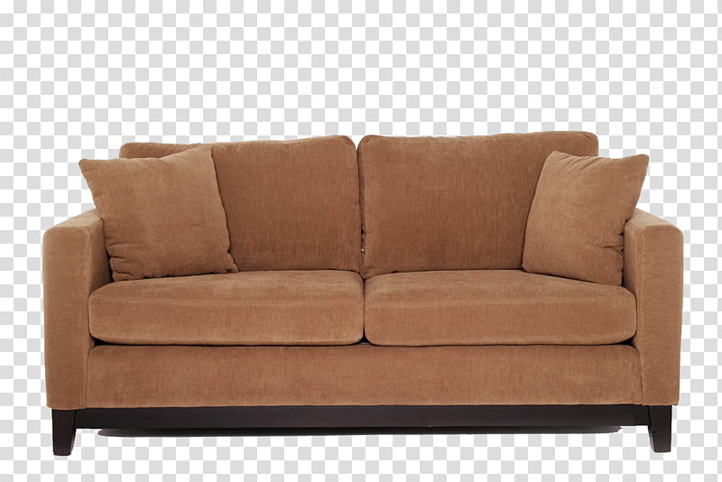 brown loveseat sofa and throw pillows transparent background PNG clipart