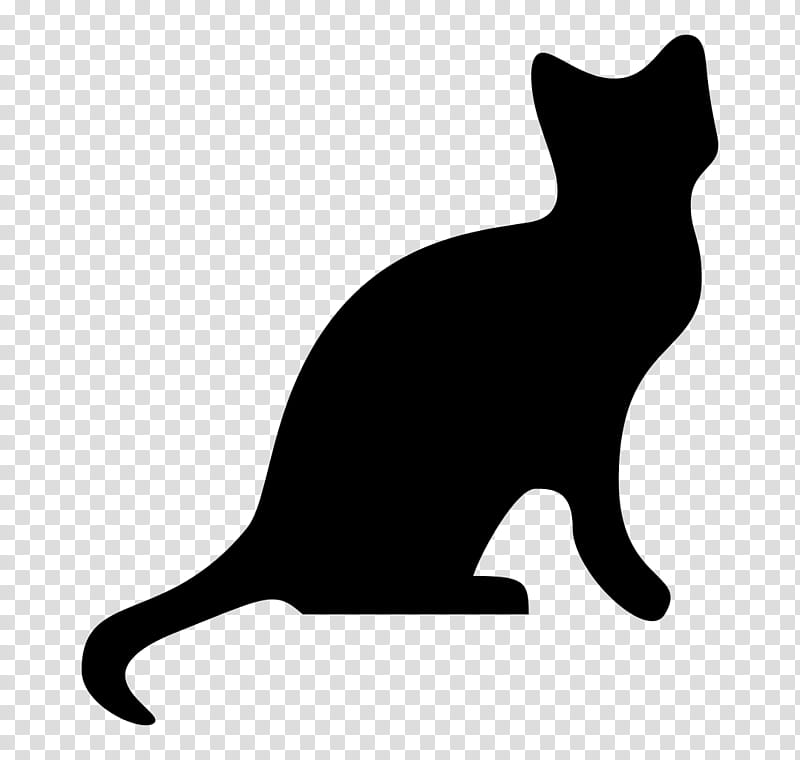 Cat Silhouette, Drawing, Black, White, Small To Mediumsized Cats, Tail, Whiskers, Snout transparent background PNG clipart