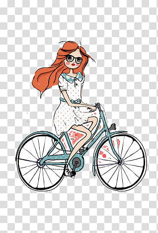Vintage Dolls, woman riding bicycle illustration transparent background PNG clipart