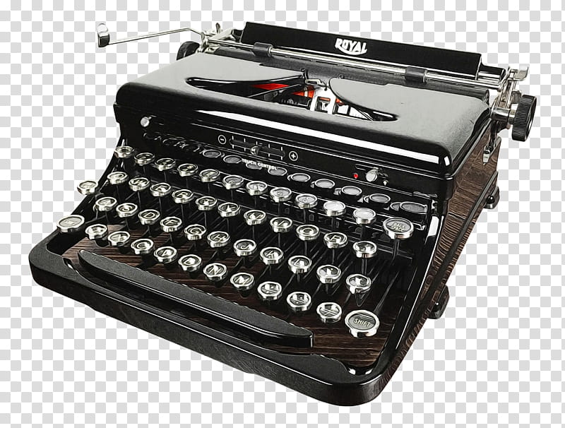 Hand-drawn vintage typewriter, writing machine. Publishing