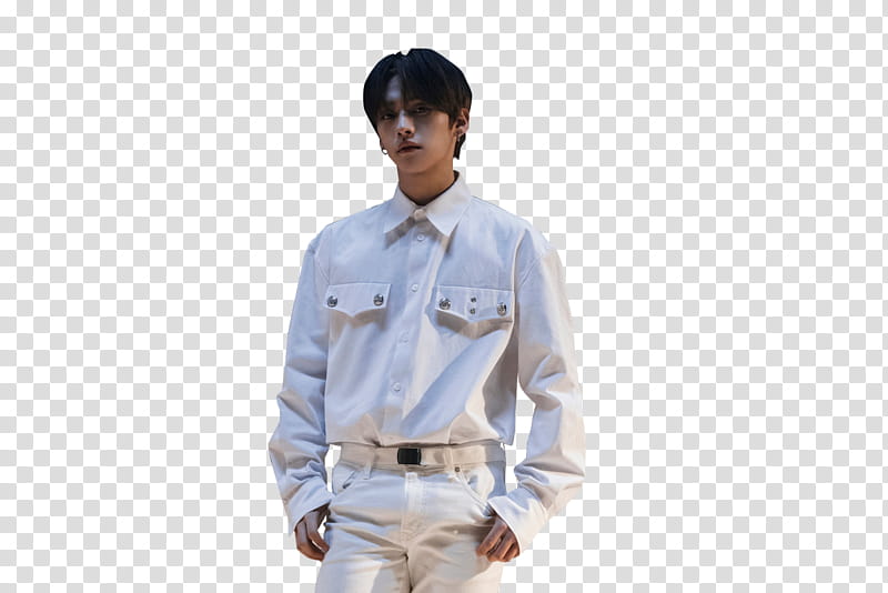 Stray Kids, man in white dress shirt holding his pockets transparent background PNG clipart