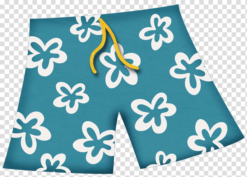 Summer s, illustration of blue and white floral board shorts transparent background PNG clipart