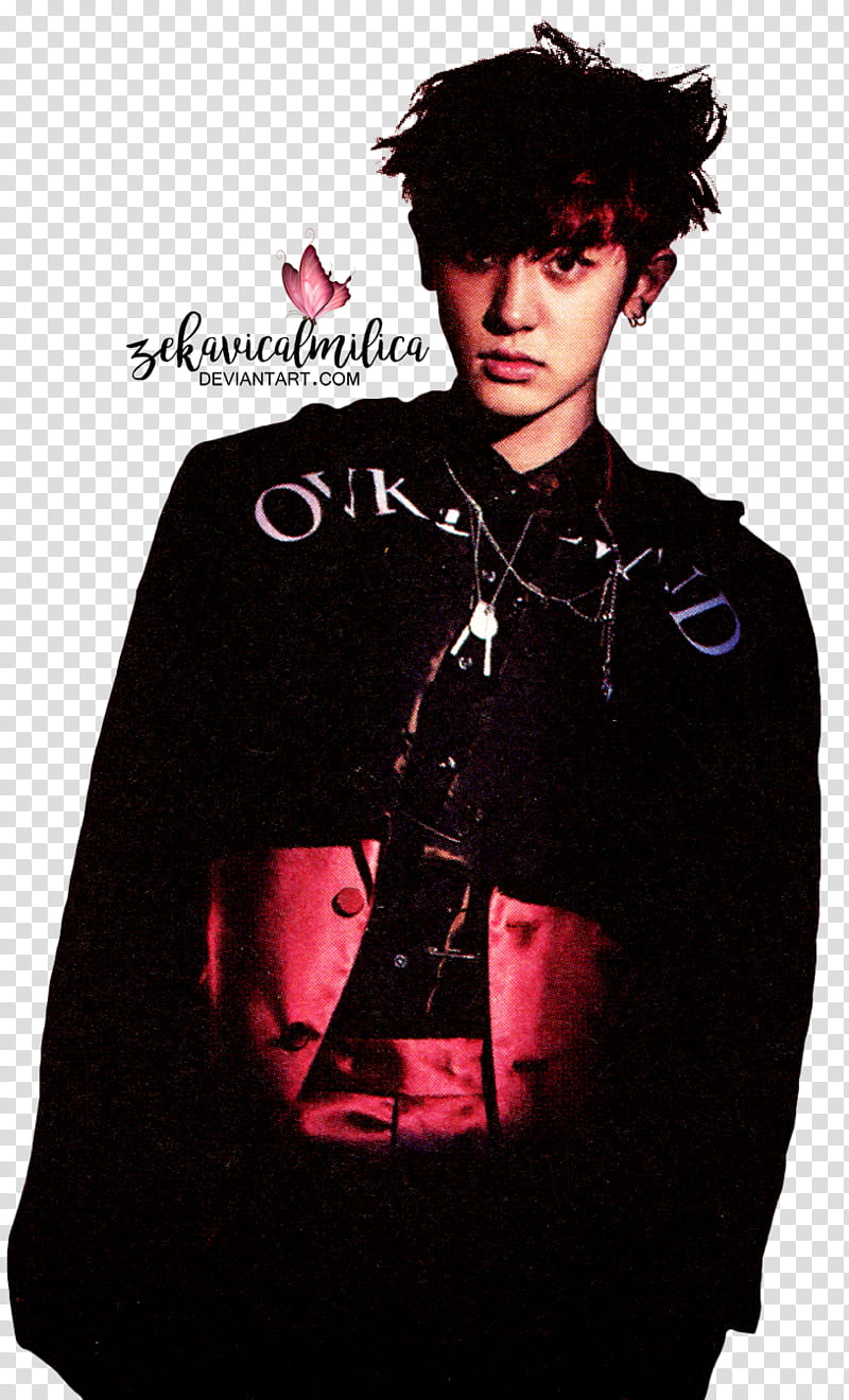 EXO Chanyeol Monster, man wearing black pullover hooded jacket transparent background PNG clipart