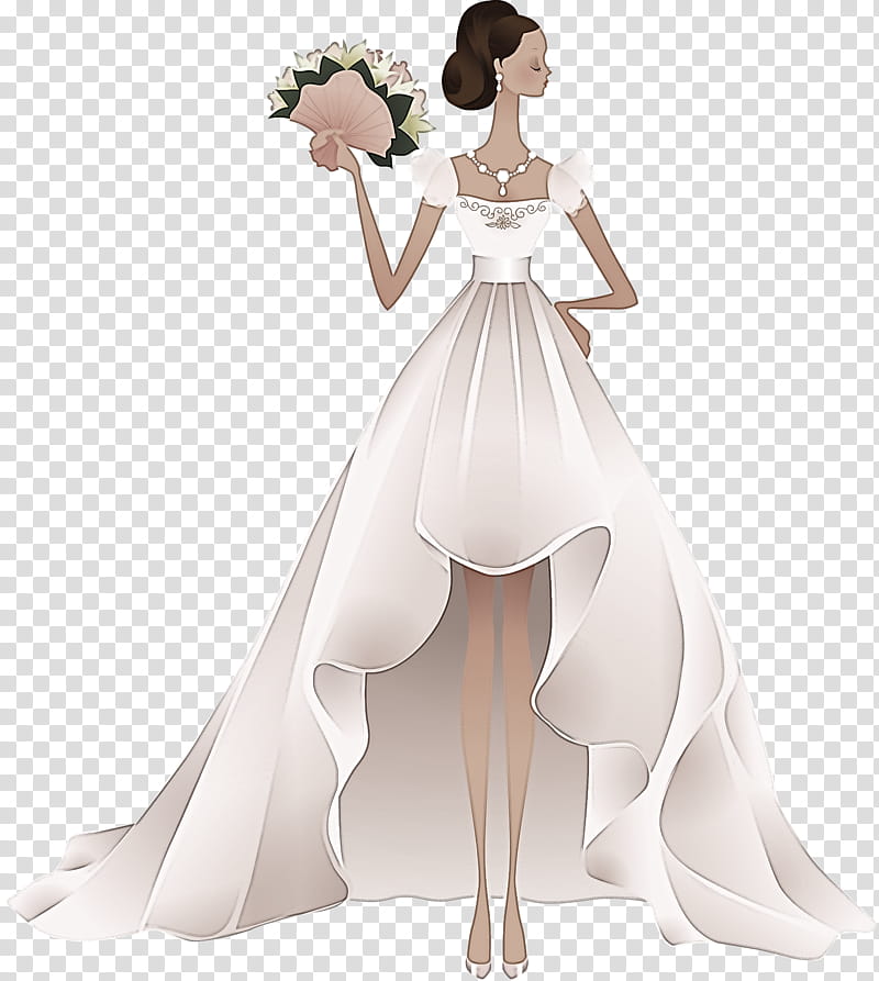 Wedding dress, Gown, Clothing, Bride, Figurine, Bridal Clothing, Bridal Party Dress, Costume Design transparent background PNG clipart
