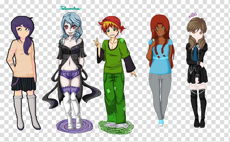 Open collab CLOSED, five characters transparent background PNG clipart