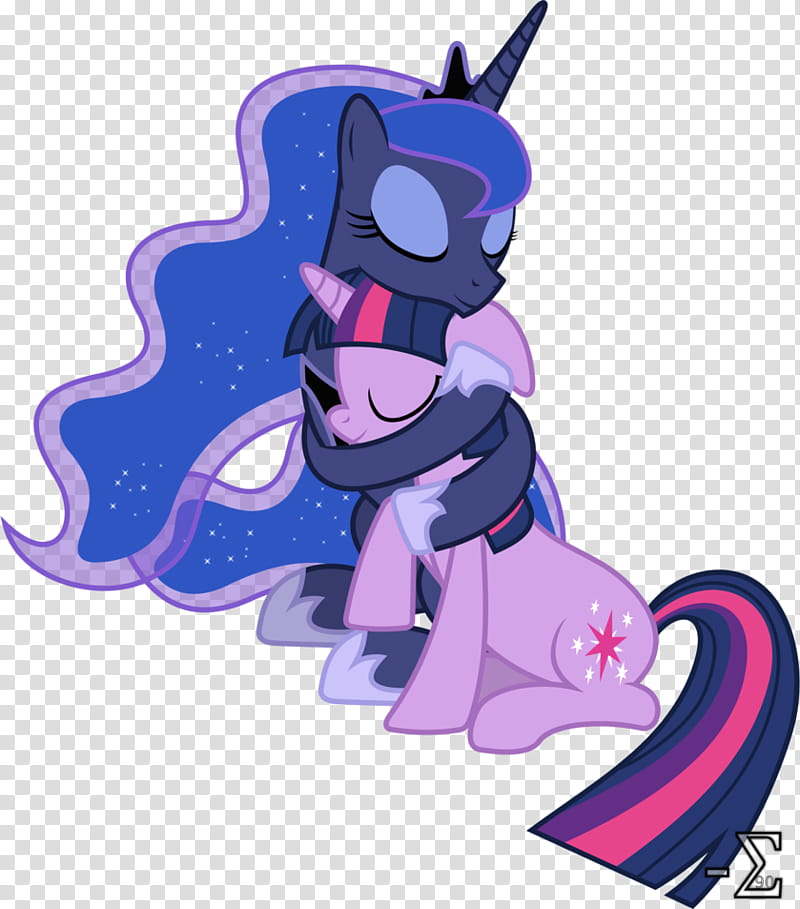 Princess Luna and Twilight Sparkle Cuddling () transparent background PNG clipart