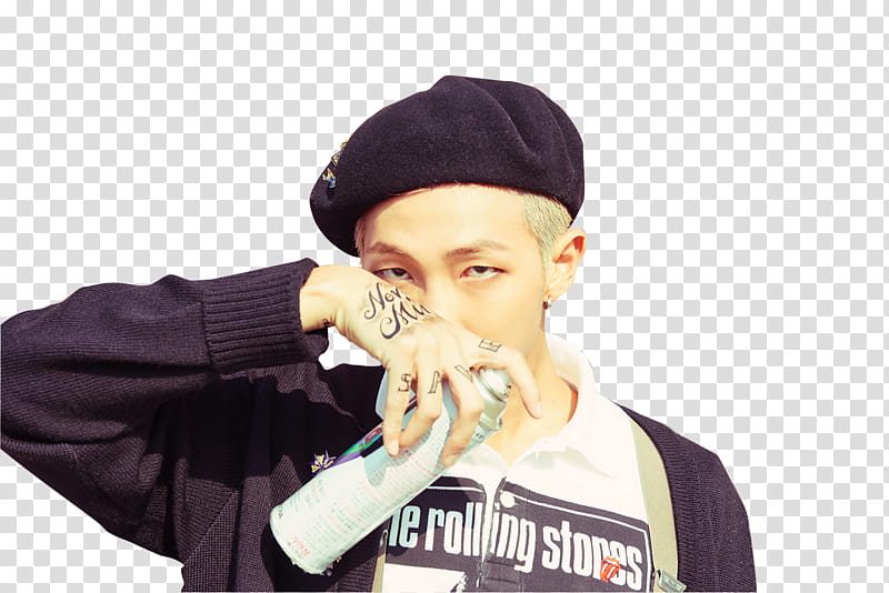 BTS Je ne Regrette Rien, man holding can transparent background PNG clipart