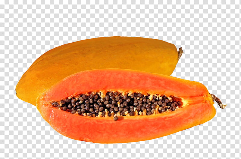 Fruit, sliced orange papaya fruit transparent background PNG clipart