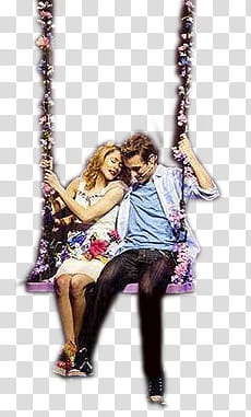 Martina Stoessel, couple sitting on swing transparent background PNG clipart