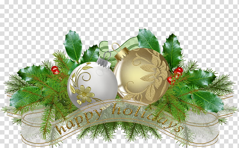 Christmas ornaments, Happy Holidays wreath art transparent background PNG clipart