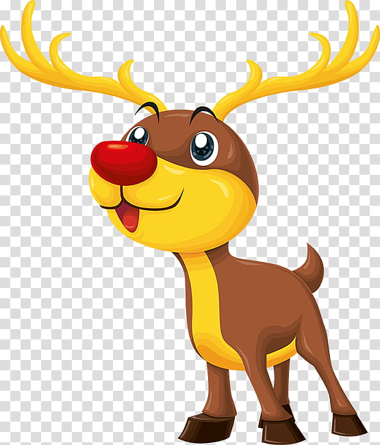 Reindeer, Cartoon, Animated Cartoon, Yellow, Antler, Tail, Animal Figure, Animation transparent background PNG clipart