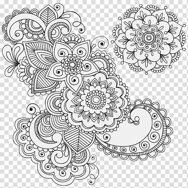 Mandalas Free, white and black floral transparent background PNG clipart