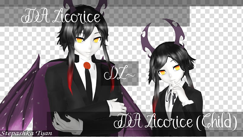 (MMD Okegom) Licorice and Child (Test Model + DL), two devil anime characters transparent background PNG clipart