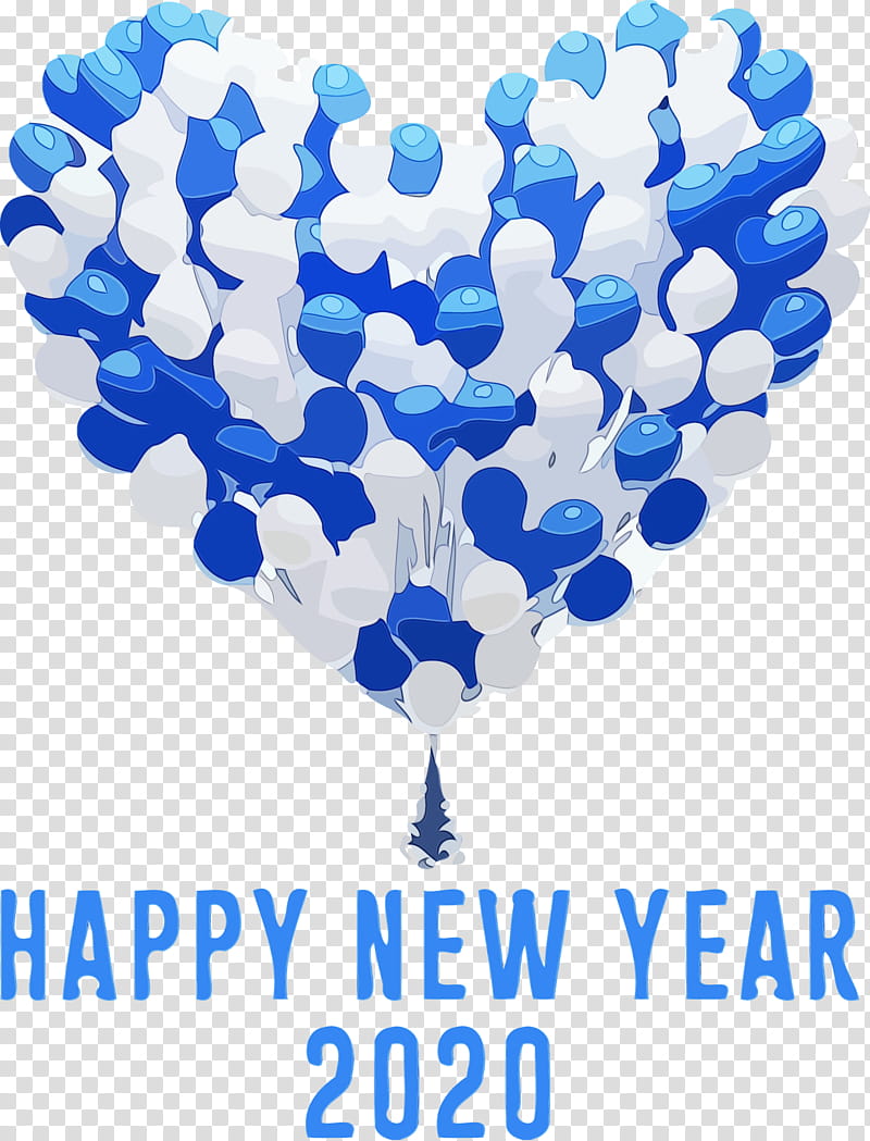 balloon party supply, Happy New Year 2020, New Years 2020, Watercolor, Paint, Wet Ink transparent background PNG clipart