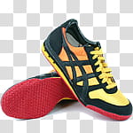 fashion shoes icons, , pair of yellow-black-and-red low-top sneakers transparent background PNG clipart