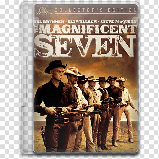 Movie Icon , The Magnificent Seven, The Magnificent Seven movie case illustration transparent background PNG clipart