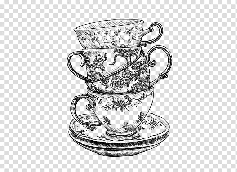 Metal, Coffee Cup, Saucer, Porcelain, Tableware, Silver, Black White M, Drawing transparent background PNG clipart