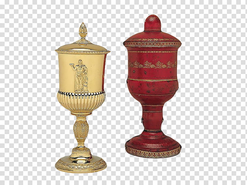, two red and gold-colored chalices transparent background PNG clipart
