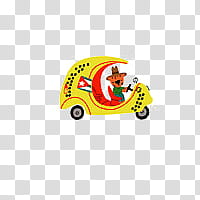 animal driving yellow and multicolored car transparent background PNG clipart