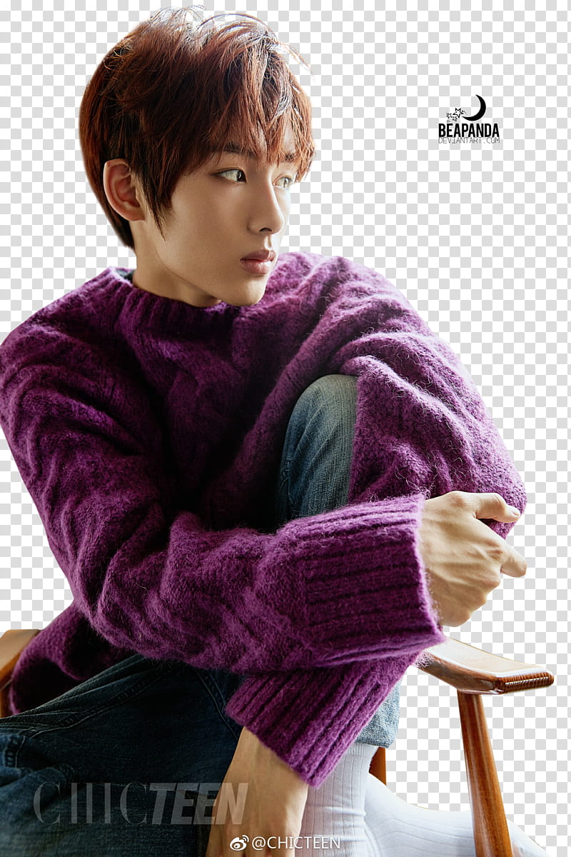 Winwin NCT, man wearing purple sweatshirt transparent background PNG clipart