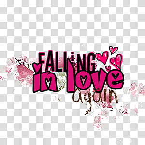falling in love, pink and black falling in love again text transparent background PNG clipart