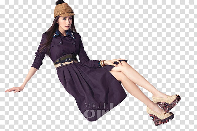 Yoona SNSD, woman wearing purple quarter-sleeved dress lying down transparent background PNG clipart