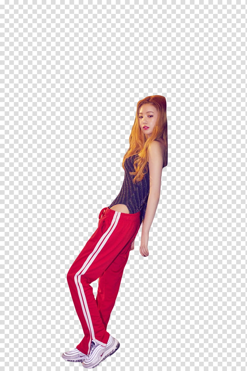 RENDER  G I DLE, woman wearing blue blouse and maroon pants transparent background PNG clipart