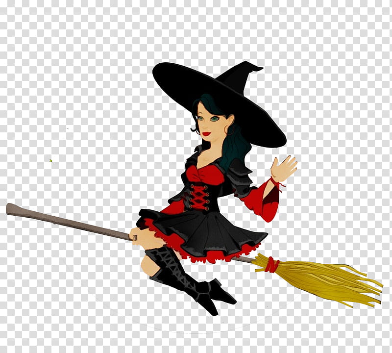 Witch, Watercolor, Paint, Wet Ink, Broom, Witchcraft, Balai Magique, Witch On Broom transparent background PNG clipart