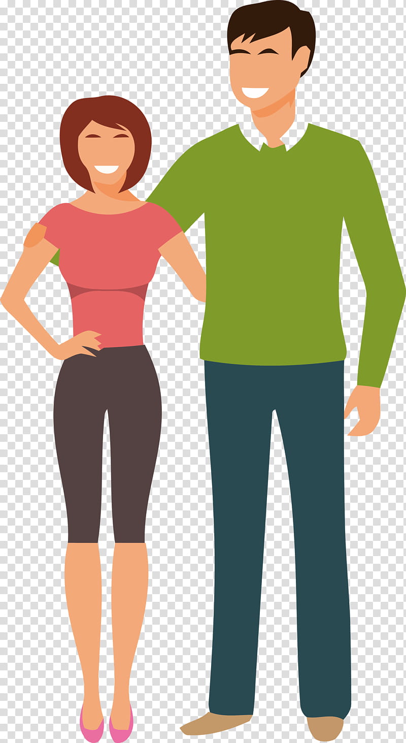 couple lover, People, Standing, Cartoon, Human, Fun, Muscle, Gesture transparent background PNG clipart